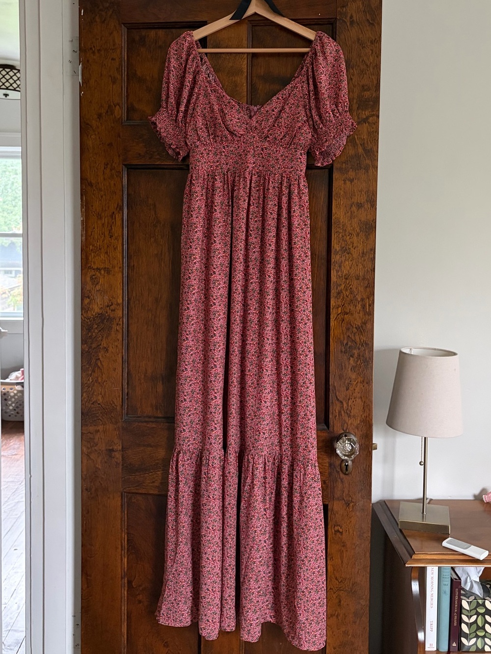 Pinkblush Maternity Maxi Dress with Puff Sleeves